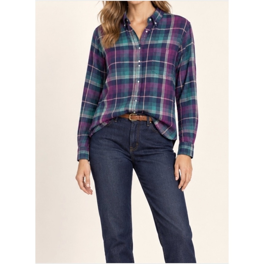 Trovata Plaid Button Down Shirt Women's M California Casual